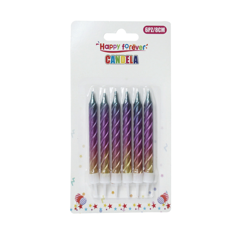 ゴールド、パープル、グリーンのグラデーションキャンドル